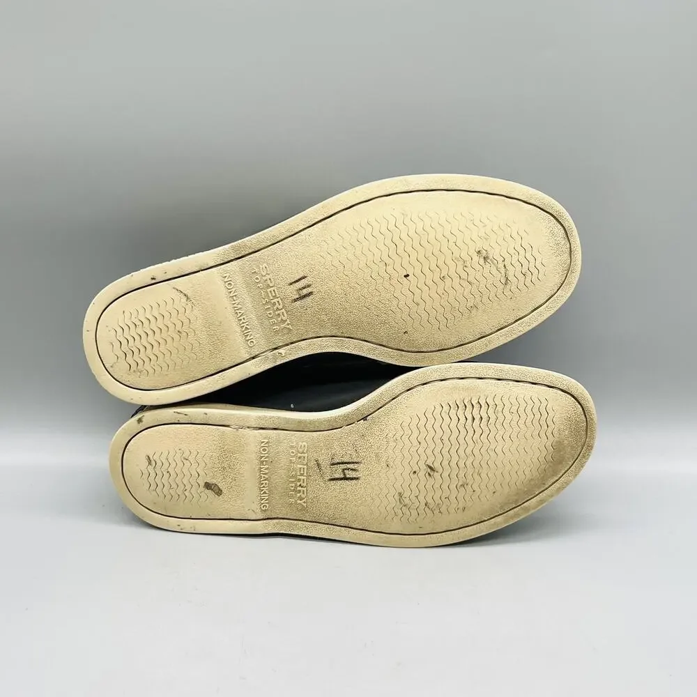 Sperry Shoes Men 7 Blue Leather Top Sider Gold Cup 2 Eye Boat Deck Flats Slip On